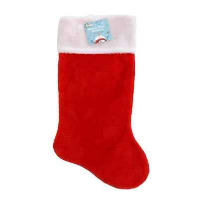 STOCKING DELUXE PLUSH RED W/WHITE CUFF 18IN XMAS HT/J-HOOK