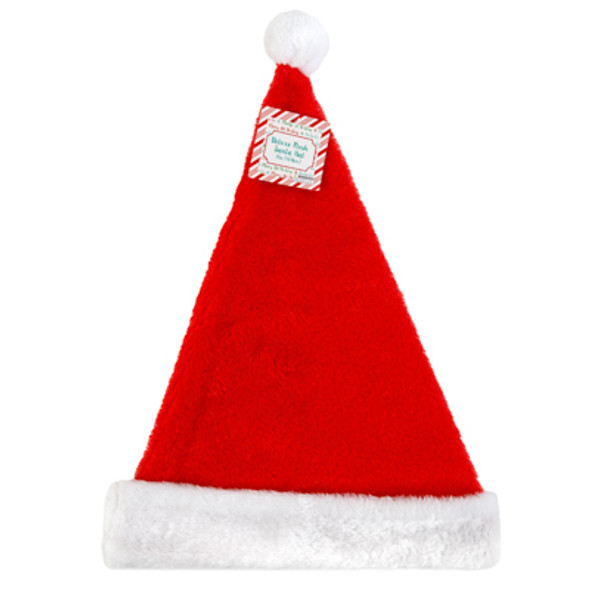SANTA HAT DELUXE PLUSH RED W/WHITE CUFF 11.5X17IN HT/JHOOK