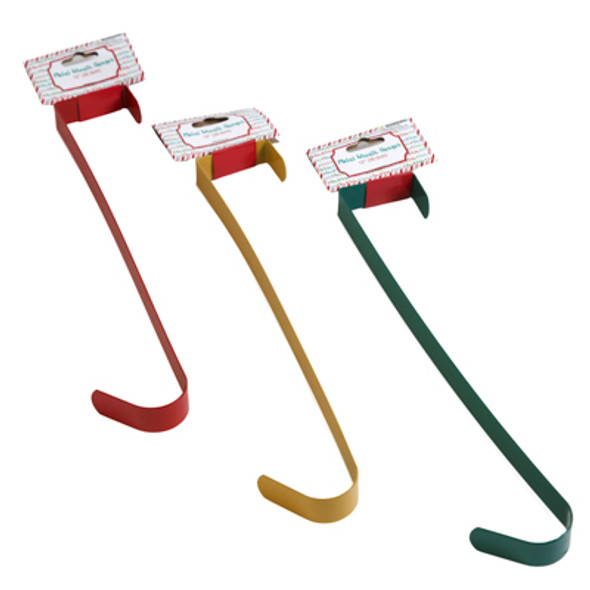 WREATH HANGER METAL 12IN 3AST RED/GOLD/GREEN XMAS TIEON HEADER WREATH HANGER METAL 12IN 3AST RED/GOLD/GREEN XMAS TIEON HEADER