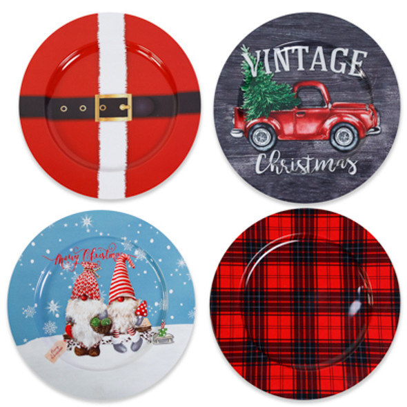 CHRISTMAS TIN PLATE SERVING TRAY 13IN 4AST UPC LABEL CHRISTMAS TIN PLATE SERVING TRAY 13IN 4AST UPC LABEL