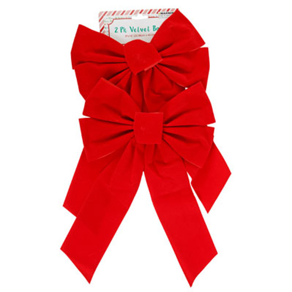 BOW RED VELVET 2PK 5LOOP 9IN X 16IN CHRISTMAS TCD