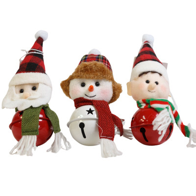 ORNAMENT JINGLE BELL FIGURINE 3 ASST SANTA/ ELF/ SNOWMAN 6IN H