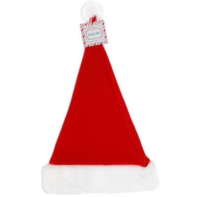 SANTA HAT 17IN FELT W/FUR PLUSH 12IN CUFF RED HT/JHOOK