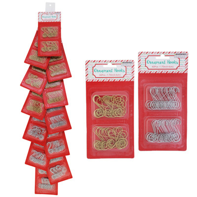 ORNAMENT DECORATIVE S-HOOK 40CT GOLD/SILVER BLC 12PC MDSGSTRIP
