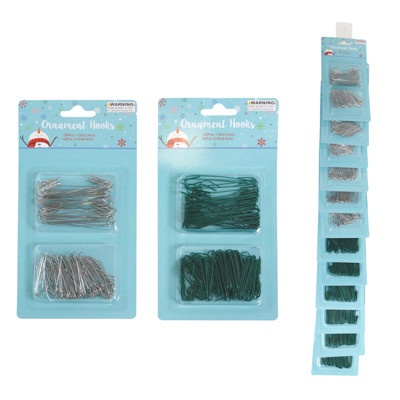 ORNAMENT HOOKS 150CTGREEN/SILVER 12PC MDSG STRIP/PBSLV NO AMAZON SALES