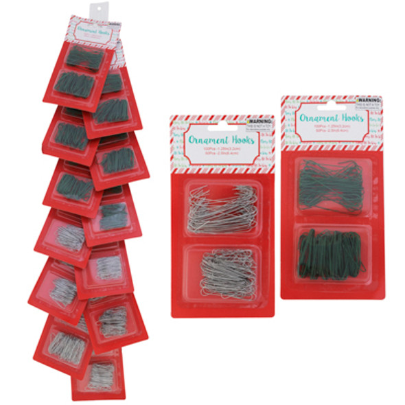 ORNAMENT HOOKS 150CTGREEN/SILVER 12PC MDSG STRIP/PBSLV NO AMAZON SALES