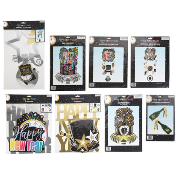 HANGING/TABLETOP DECOR NEW YEAR 8AST IN GOLD/SILVER OR MULTICOLOR HANGING/TABLETOP DECOR NEW YEAR 8AST IN GOLD/SILVER OR MULTICOLOR