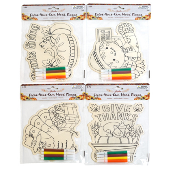 CRAFT KIT HARVEST COLOR YOUR OWN DECOR WOOD PLAQUE W/4PC MARKER 4ASTHARV PBH CRAFT KIT HARVEST COLOR YOUR OWN DECOR WOOD PLAQUE W/4PC MARKER 4ASTHARV PBH