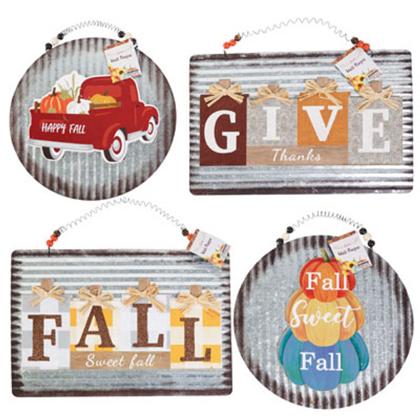 HARVEST HANGING DECOR GALVANIZED 4AST RECT/ROUND SHAPED HARVEST HT HARVEST HANGING DECOR GALVANIZED 4AST RECT/ROUND SHAPED HARVEST HT