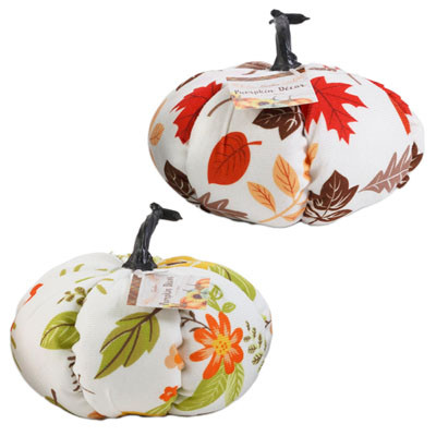 PUMPKIN STUFFED 2AST LEAF PRINTS LARGE 7IN/HARVEST HANGTAG