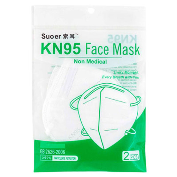 FACE MASKS KN95 2PK WHITE