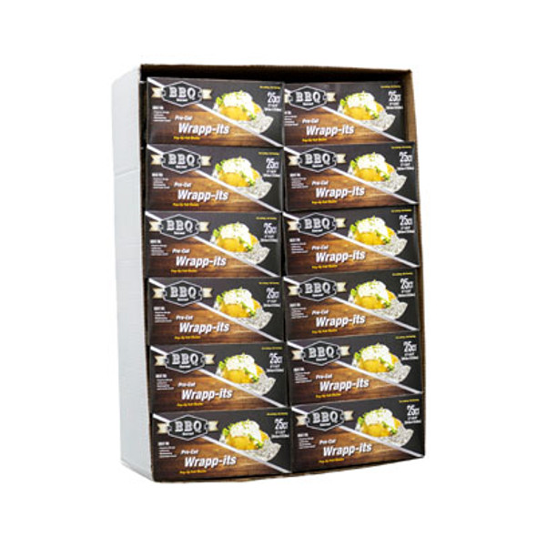 ALUMINUM WRAPP-ITS POP-UP FOIL SHEETS 25CT IN 96PC12X10.75 IN CLR BOX FLOOR DISPLAY MADE IN USA