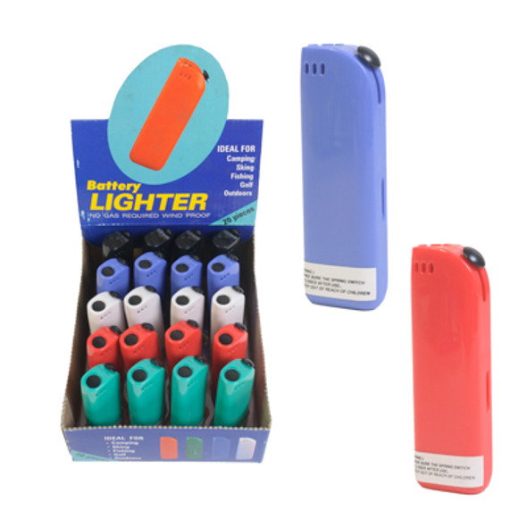 BATTERY LIGHTER 20PC ASSORTED COLORS COUNTER DISPLAY TAKES 2 AAA BATTERIES