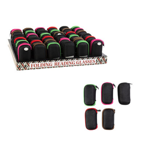 READERS FOLDING W/POUCH ASSORTED 36PC COUNTER DISPLAY