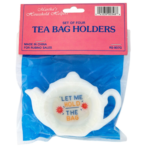 TEA BAG HOLDERS SET OF 4 CARDED/PEGGABLE