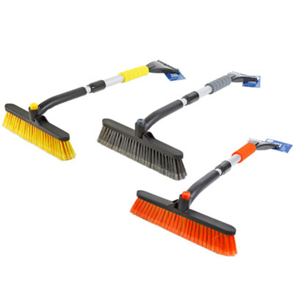 SNOW BRUSH W/ICE SCRAPER EXTENDABLE W/ROTATING BRUSH COLOR PDQ 3 COLORS