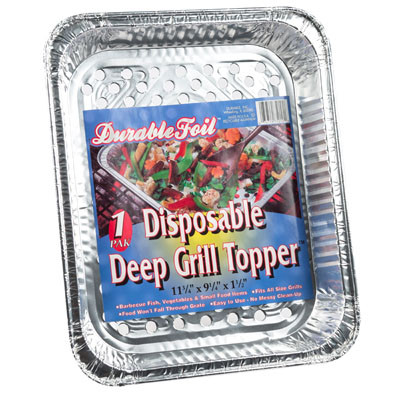 ALUMINUM DEEP GRILL TOPPER 11.75 X 9.25 X 1.5 DISPOSABLE SHIPPER MADE IN USA