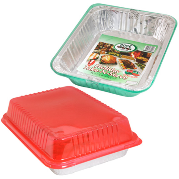 ALUMINUM ROASTERS/BAKING PANS RED/GREEN 60CT CHRISTMAS DISPLAY MADE IN USA