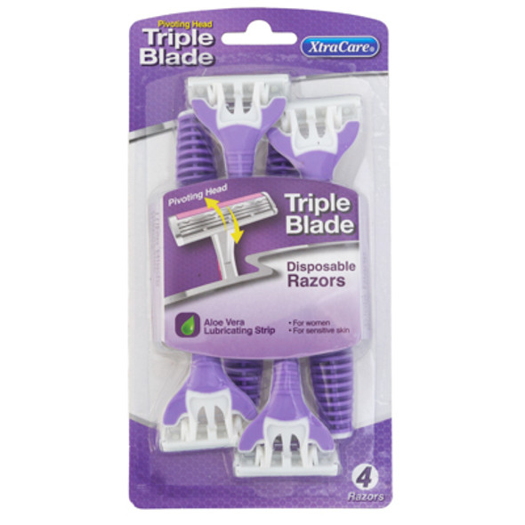 RAZORS 4PK PIVOT HEAD WOMENS TRIPLE BLADE XTRACARE CARDED