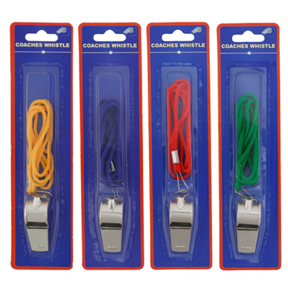 COACH WHISTLE METAL TRADITIONAL STYLE W/4AST COLOR CORD BLC