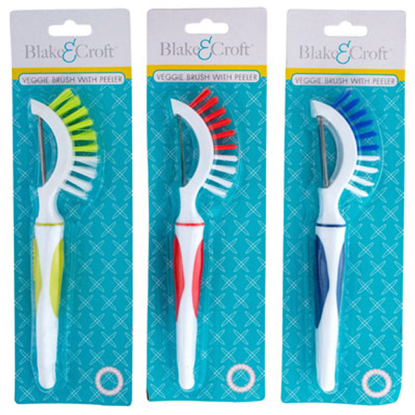 PEELER WITH BUILT IN VEGGIE BRUSH 8IN 3AST COLOR B&C BLC PEELER WITH BUILT IN VEGGIE BRUSH 8IN 3AST COLOR B&C BLC