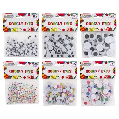 CRAFT GOOGLY EYES 6 SIZES BLACK OR MULTI COLOR 33-300CT CRAFT PBH