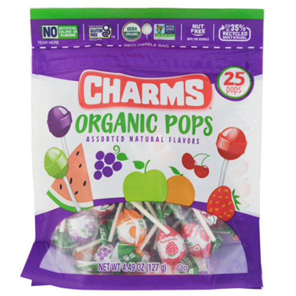CHARMS ORGANIC POPS 4.49 OZ PEG BAG CHARMS ORGANIC POPS 4.49 OZ PEG BAG