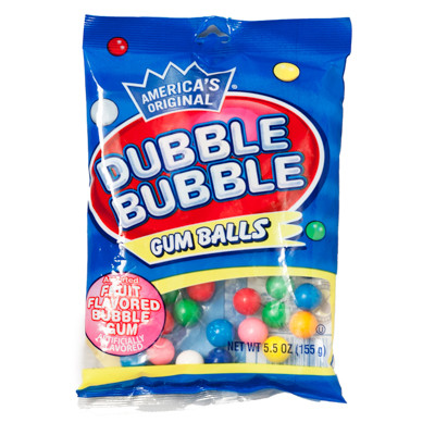 DUBBLE BUBBLE GUM BALLS  5 OZ PEG BAG