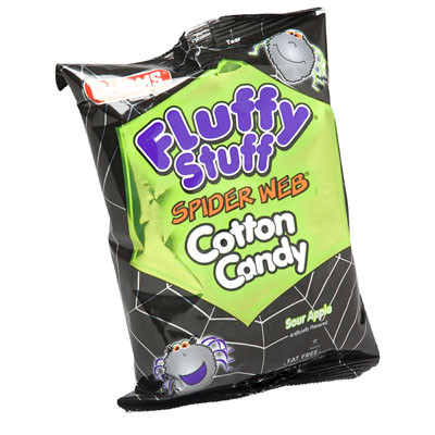 CANDY COTTON CANDY FLUFFY STUFF SPIDER WEB SOUR APPLE IN COUNTER DISPLAY 2.10 OZ BAG