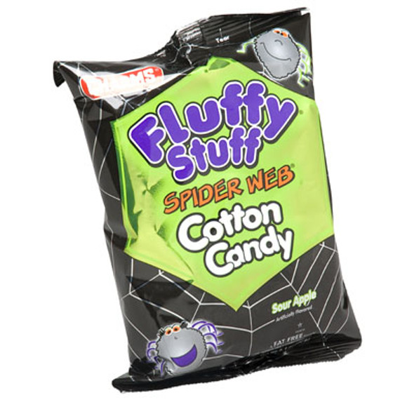 CANDY COTTON CANDY FLUFFY STUFF SPIDER WEB SOUR APPLE IN COUNTER DISPLAY 2.10 OZ BAG