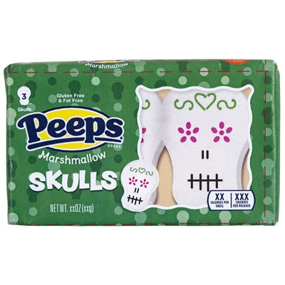 PEEPS MARSHMALLOW SKULLS 3CT 1.5 OZ COUNTER DISPLAY