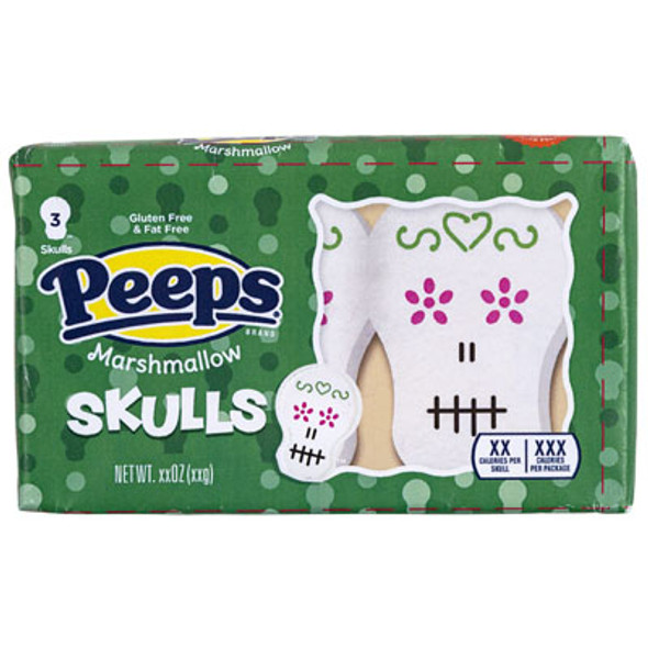 PEEPS MARSHMALLOW SKULLS 3CT 1.5 OZ COUNTER DISPLAY