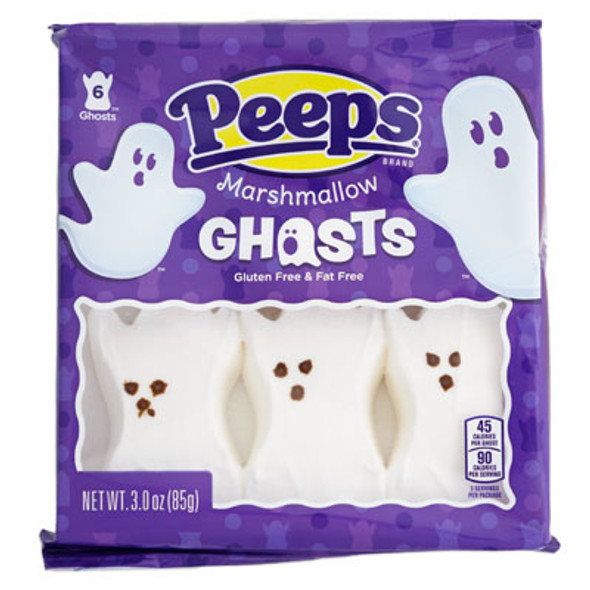 PEEPS 6CT HALLOWEEN MARSHMALLOW GHOSTS 3 OZ IN COUNTER DISPLAY