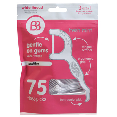 DENTAL FLOSS PICKS 75CT SENSITIVE BRUSH BUDDIES