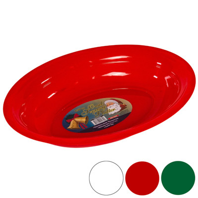 SERVING PLATTER OVAL 3 COLORS IN PDQ 16.75 X 12.4 130 OZ RED/WHITE/GREEN