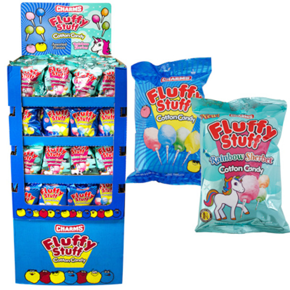 FLUFFY STUFF COTTON CANDY MIXED RAINBOW SHERBET & ORIGINAL FLOOR DISPLAY FLUFFY STUFF COTTON CANDY MIXED RAINBOW SHERBET & ORIGINAL FLOOR DISPLAY