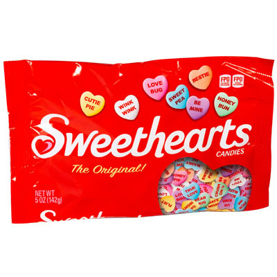 VALENTINE CANDY SWEETHEARTS ORIGINAL 5 OZ LAYDOWN BAG
