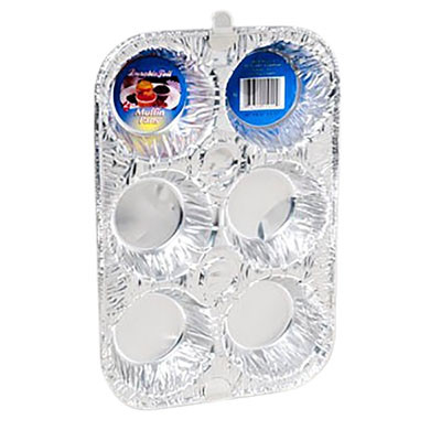 ALUMINUM MUFFIN PAN 6 CAVITY 2PK10 X 6.5 X 1.75 MADE IN USA