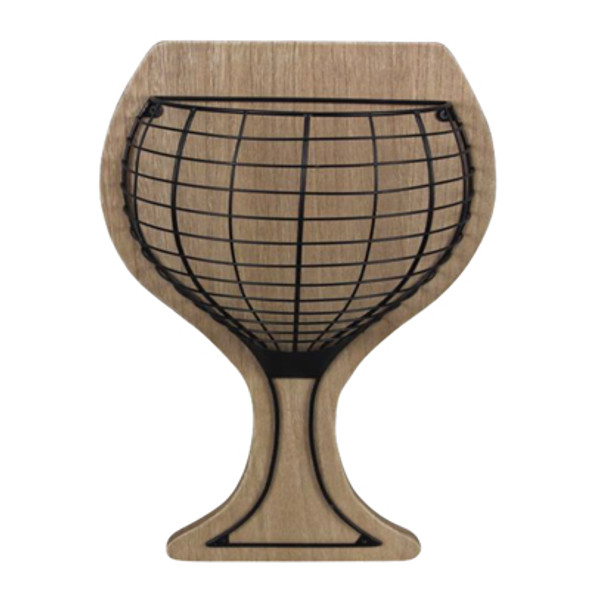 TABLETOP DECOR 9.25X4.5X15 WINE GLASS CORK HOLDER WOOD/METAL *27.25* TABLETOP DECOR 9.25X4.5X15 WINE GLASS CORK HOLDER WOOD/METAL *27.25*