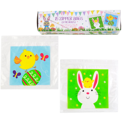 SANDWICH BAGS EASTER 15CT 2AST PRINTS ZIPPER SEAL BOXED
