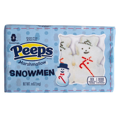 CHRISTMAS PEEPS 3CT MARSHMALLOW SNOWMEN 1.5 OZ COUNTER DISPLAY
