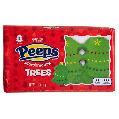 CHRISTMAS PEEPS 3CT MARSHMALLOW TREES 1.5 OZ COUNTER DISPLAY