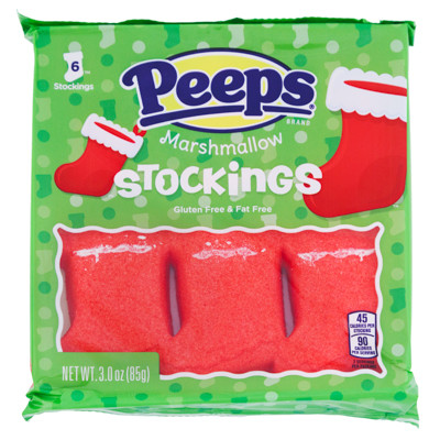 CHRISTMAS PEEPS 6CT MARSHMALLOW STOCKINGS 3 OZ COUNTER DISPLAY
