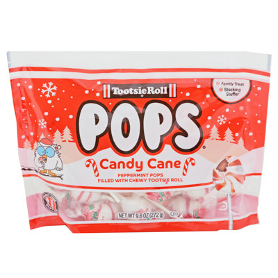 CANDY CANE PEPPERMINT POPS TOOTSIE ROLL 9.6 OZ STAND UP COUNTER DISPLAY