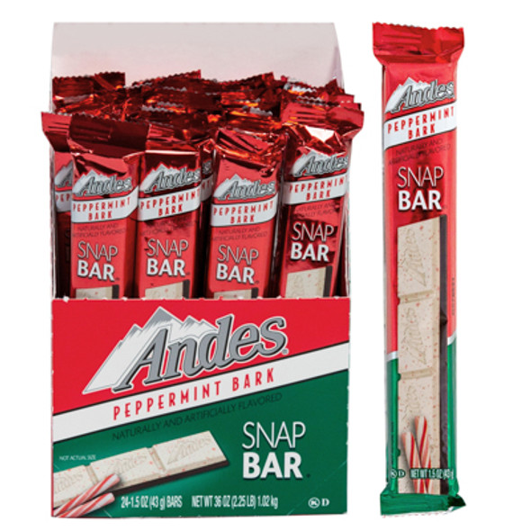 ANDES PEPPERMINT BARK SNAP BAR 1.5 OZ COUNTER DISPLAY