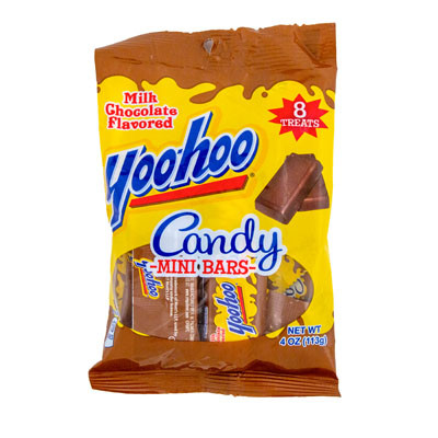YOO-HOO MILK CHOCOLATE FLAVORED CANDY MINI BARS 8/BAG 4 OZ PEG BAG