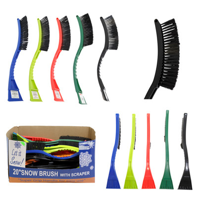 SNOW BRUSH WITH ICE SCRAPER 20IN 5 COLORS #BH004 COUNTER DISPLAY