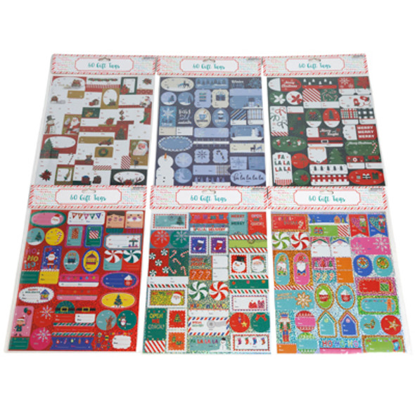 GIFT TAGS 60CT LASER CHRISTMAS 6AST 24PC MDSG STRIP XMAS PB/INSERT HDR PBSLV GIFT TAGS 60CT LASER CHRISTMAS 6AST 24PC MDSG STRIP XMAS PB/INSERT HDR PBSLV