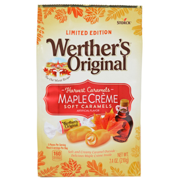 WERTHERS ORIGINAL SOFT MAPLE CREME CARAMELS 7.4 OZ STAND UP BAG WERTHERS ORIGINAL SOFT MAPLE CREME CARAMELS 7.4 OZ STAND UP BAG