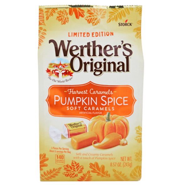 WERTHERS ORIGINAL SOFT PUMPKIN SPICE CARAMELS 8.57 OZ STAND UP BAG